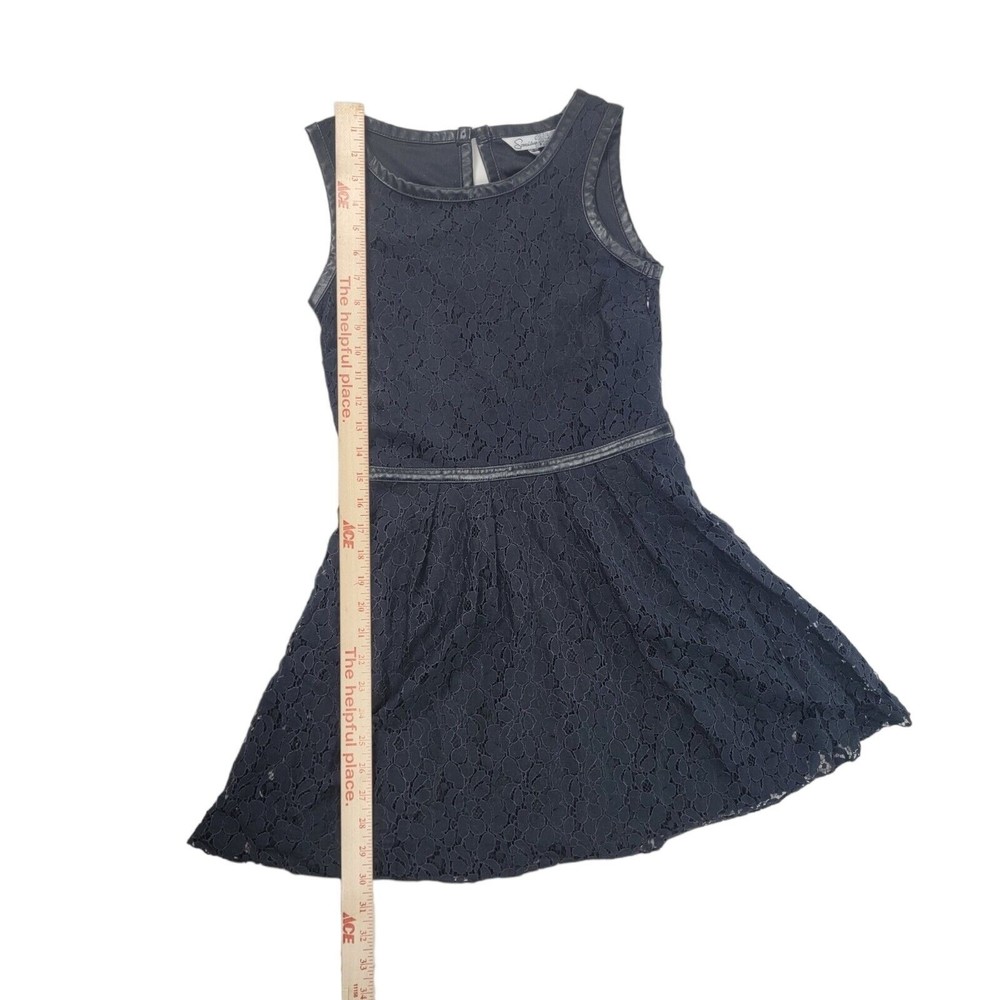 Speechless Black Lace Sleeveless Mini Dress Sz 5 keyhole back faux leather trim - Picture 14 of 16